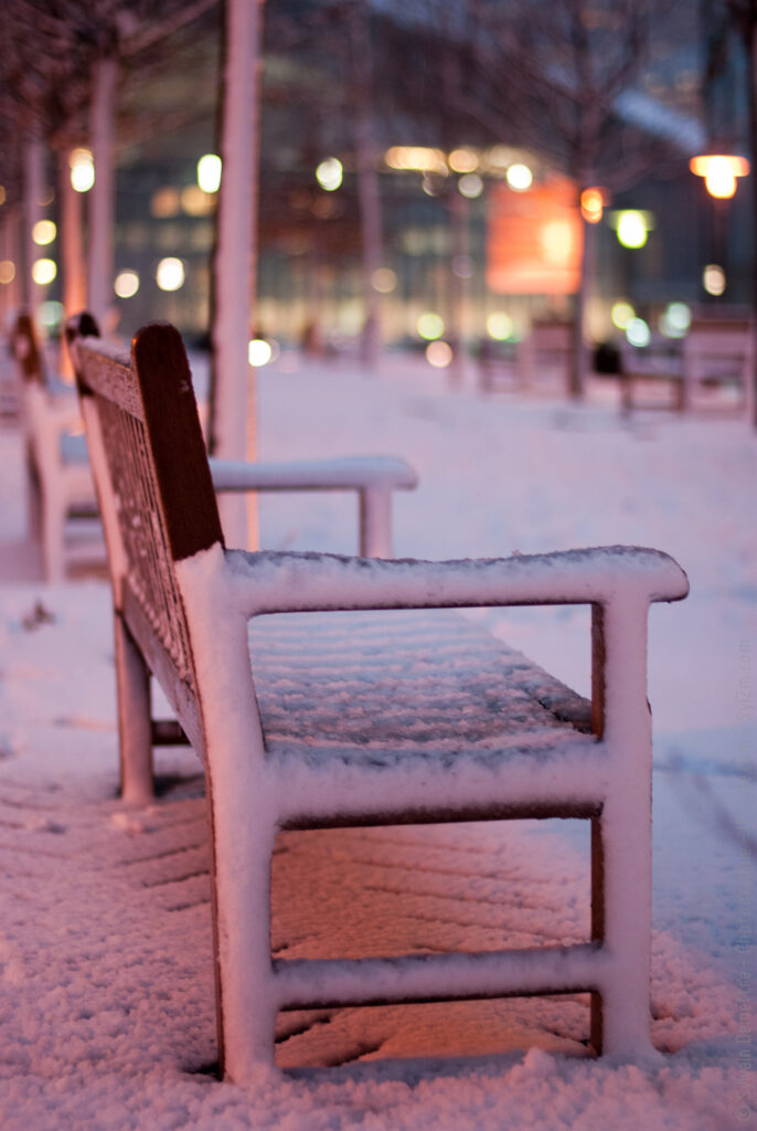 Banc sous la neige